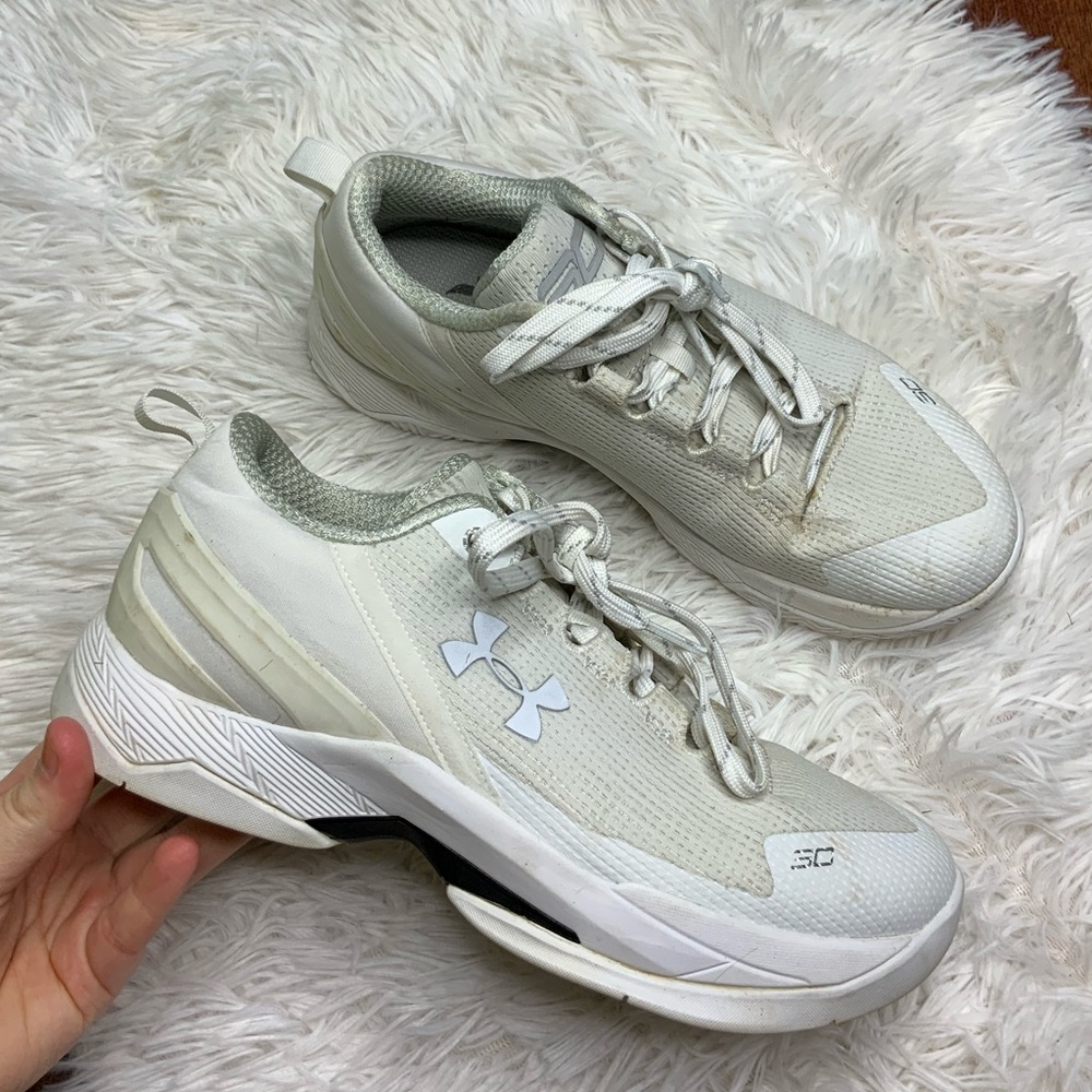 Under Armour BGS Curry 2 Low Sneakers Size 5 Youth 1275082-100 White